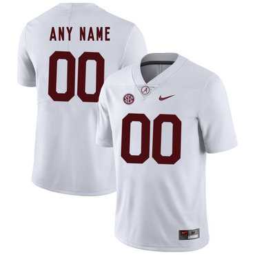 Mens Alabama Crimson Tide White Customized College Football Jersey->customized ncaa jersey->Custom Jersey